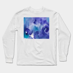 Abstract colorful background with hand-painted texture. Watercolor painting with splashes, drops of paint, paint smears. Perfect for greeting card, postcard, poster, logo, textile, fabric, packaging. Long Sleeve T-Shirt